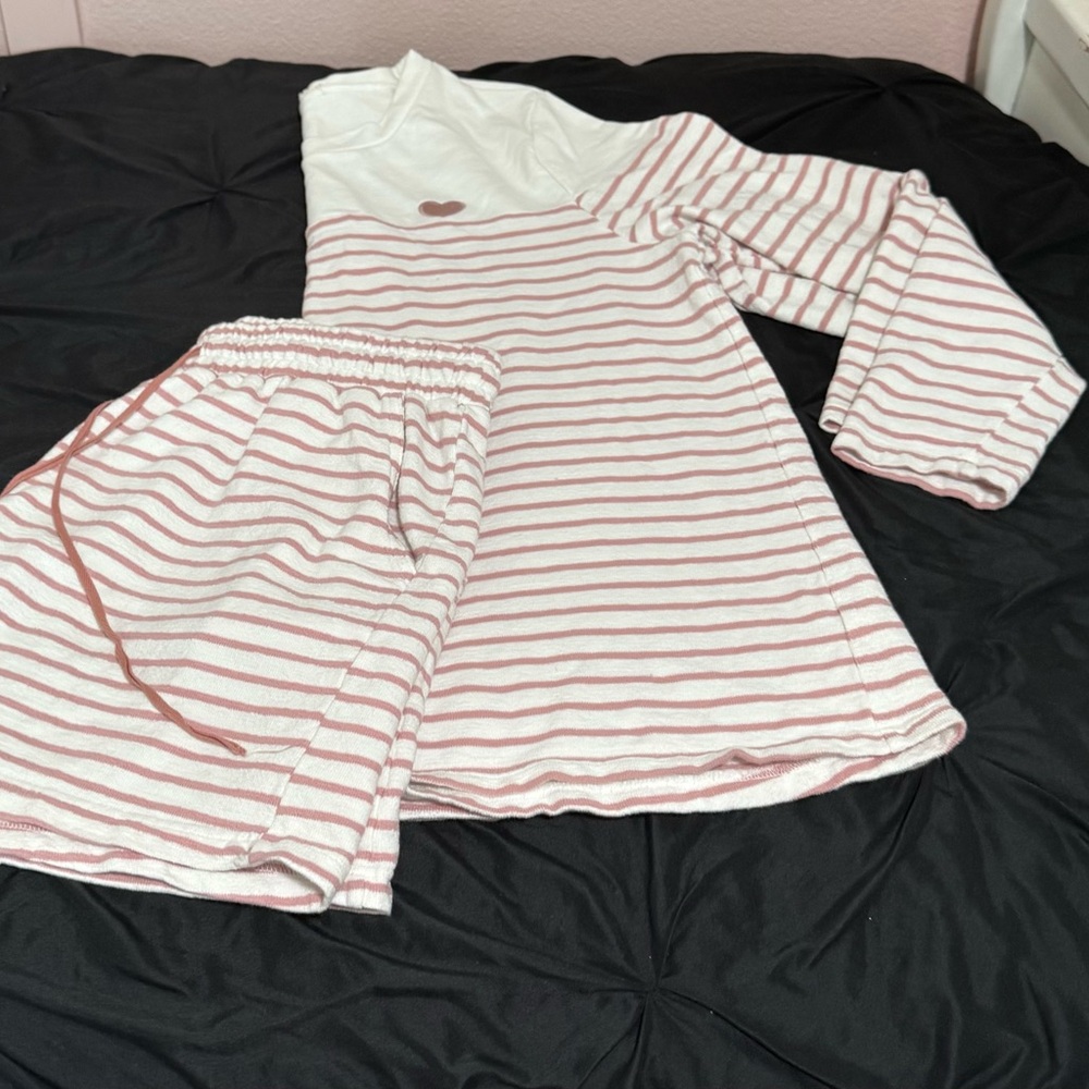Striped Pink and White Women’s Pajama Set XL